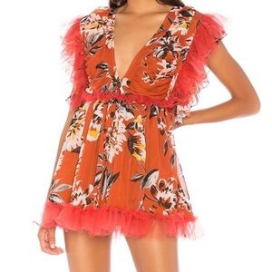 Tularosa Ruffle Floral Mini Dress